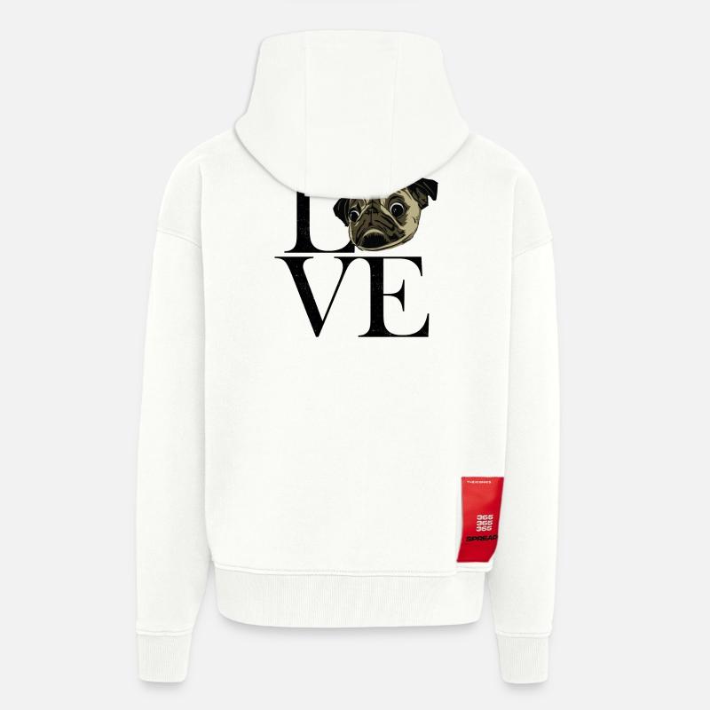 noir Pug - Veste à capuche bio épaisse oversize fabriqué en UE - OFF WHITE