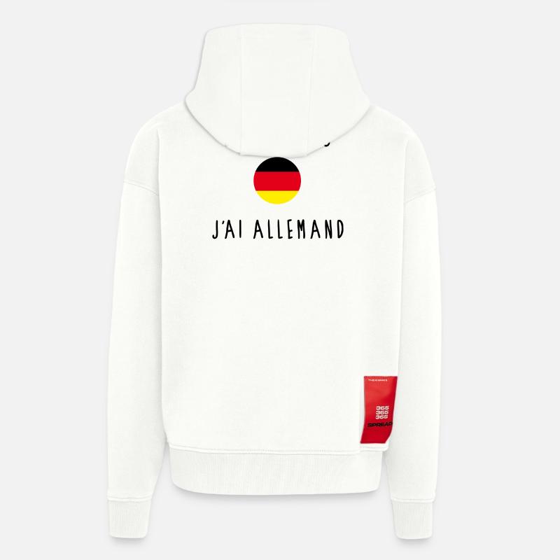 J'peux Pas J'ai Allemand Drapeau - Veste à capuche bio épaisse oversize fabriqué en UE - OFF WHITE