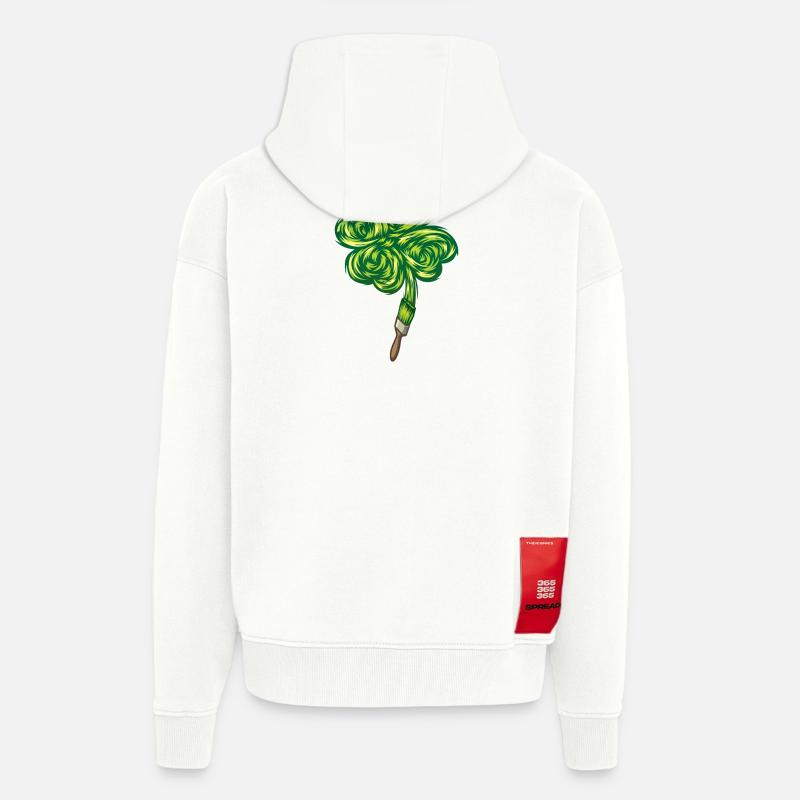 Clover - "I make my own luck" - Veste à capuche bio épaisse oversize fabriqué en UE - OFF WHITE