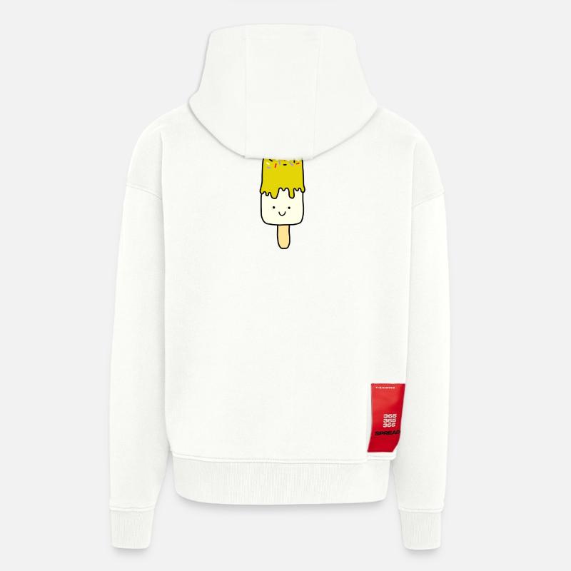 Crème glacée crème glacée - Veste à capuche bio épaisse oversize fabriqué en UE - OFF WHITE