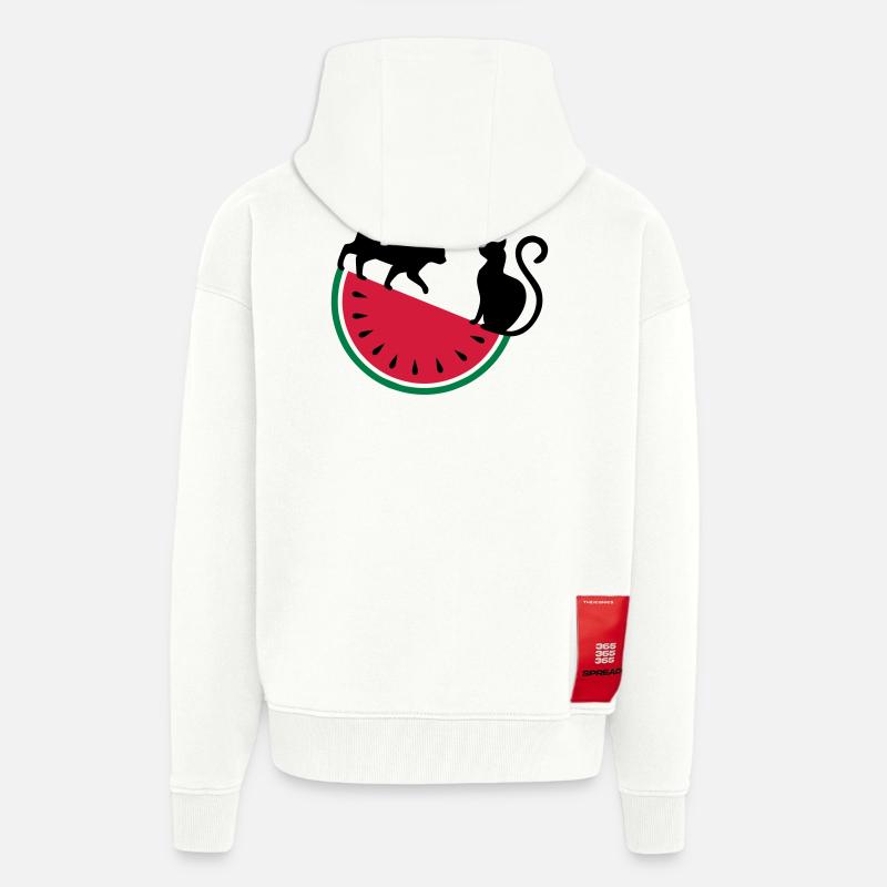 Melon Chat Amour - Veste à capuche bio épaisse oversize fabriqué en UE - OFF WHITE