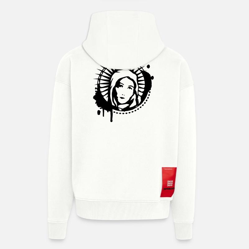 Maria Portrait Graffiti Schablone - Zip Hoodie - made by SPREAD - OFF WHITE