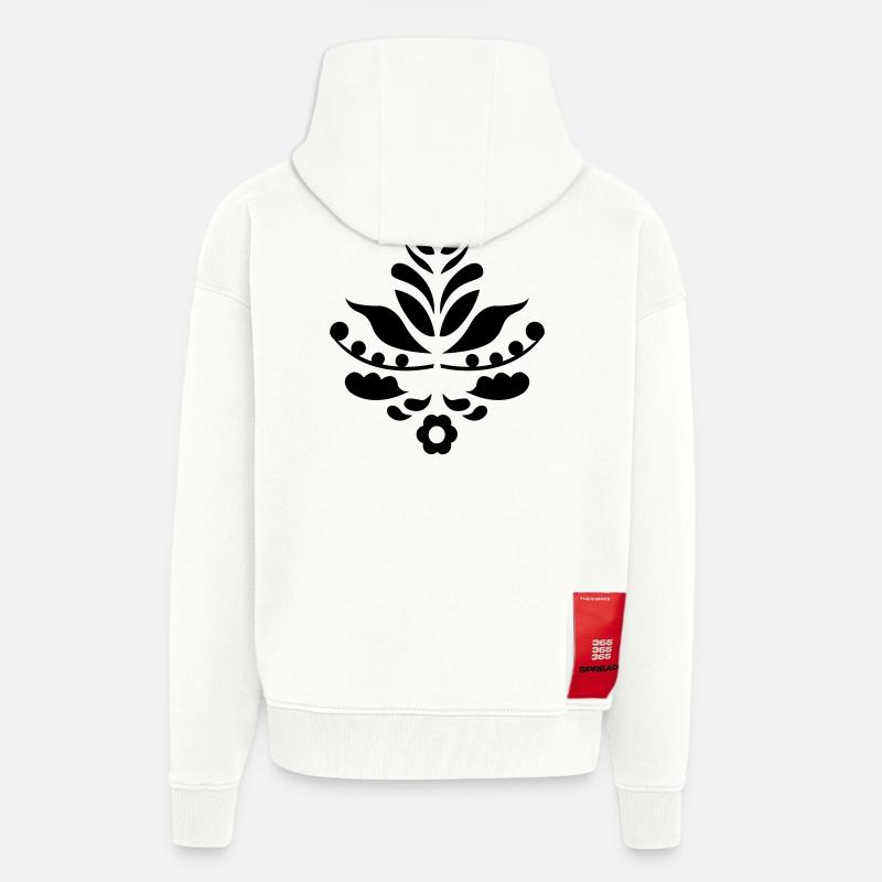 Kurbits & crâne noir - Veste à capuche bio épaisse oversize fabriqué en UE - OFF WHITE