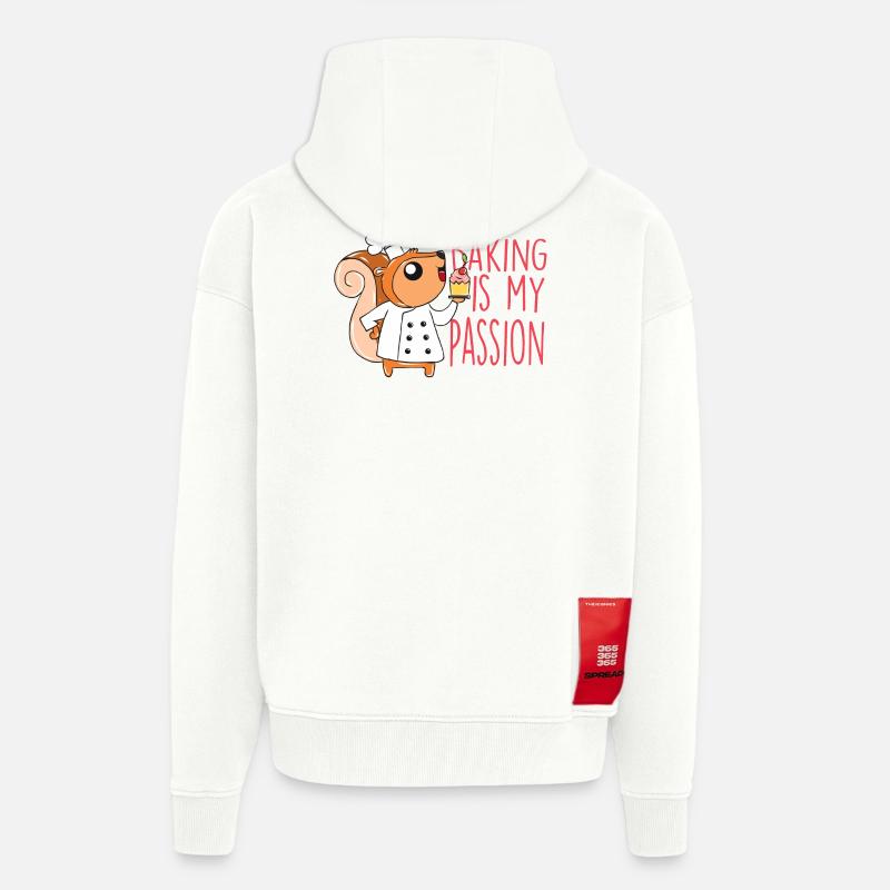 Écureuil de cuisson - Veste à capuche bio épaisse oversize fabriqué en UE - OFF WHITE