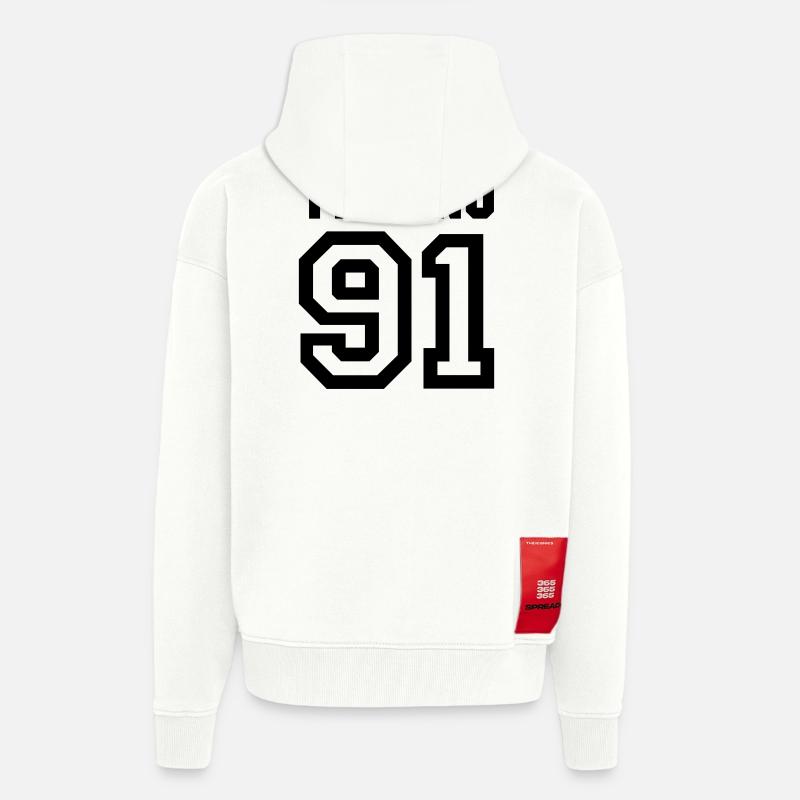 TECHNO Rave Techno 90s 90s - Veste à capuche bio épaisse oversize fabriqué en UE - OFF WHITE