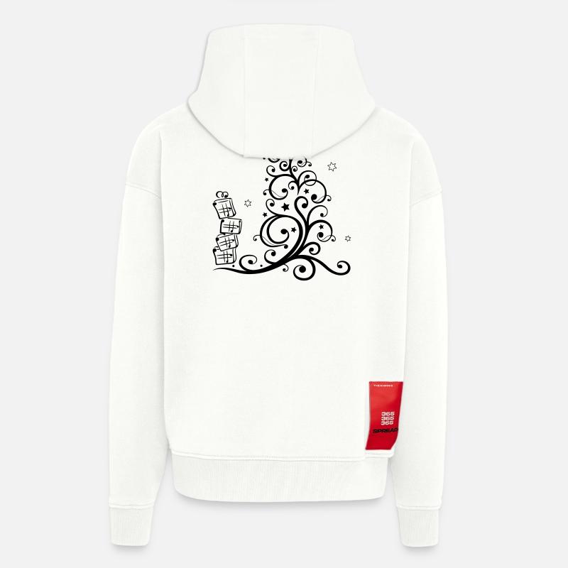 Arbre de Noël, arbre de Noël - Veste à capuche bio épaisse oversize fabriqué en UE - OFF WHITE