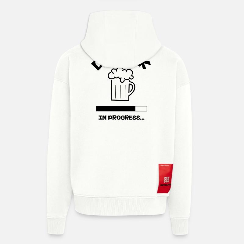 Drunk in progress... - Veste à capuche bio épaisse oversize fabriqué en UE - OFF WHITE