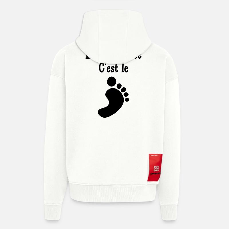 La Randonnée c'est le pied ! - Veste à capuche bio épaisse oversize fabriqué en UE - OFF WHITE
