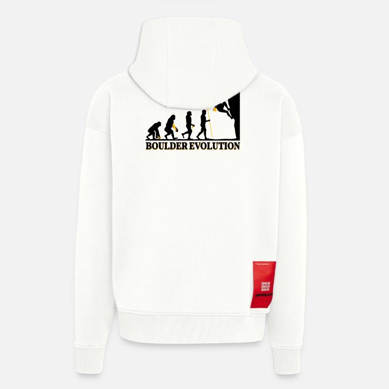 Boulder Evolution Klettern Bergsteigen Spruch - Zip Hoodie - made by SPREAD - OFF WHITE