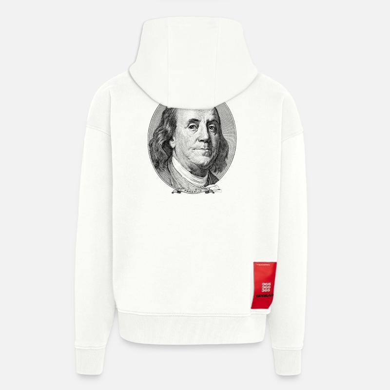100 Dollar Benjamin Franklin - Zip Hoodie - made by SPREAD - OFF WHITE