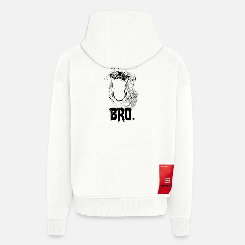 Chill Bro Proboscis Monkey Gift - Veste à capuche bio épaisse oversize fabriqué en UE - OFF WHITE