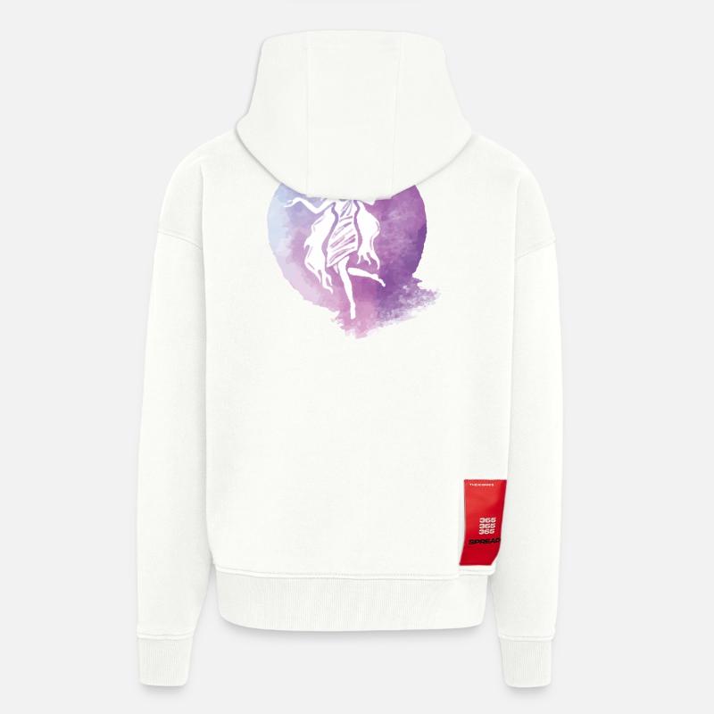 Silhouette de danseuse aquarelle violette - Veste à capuche bio épaisse oversize fabriqué en UE - OFF WHITE