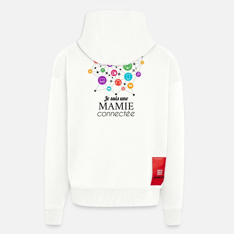 Mamie connectée au réseau - Veste à capuche bio épaisse oversize fabriqué en UE - OFF WHITE