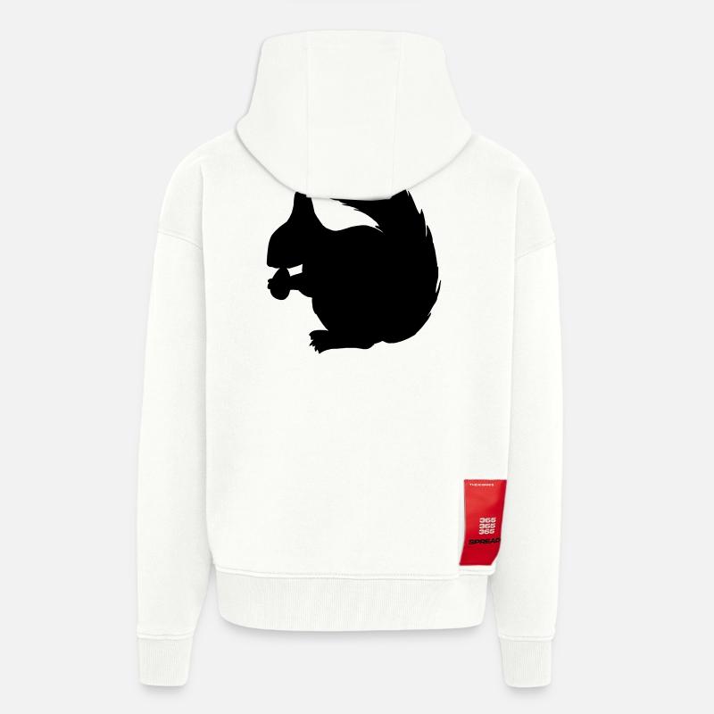 Eichhörnchen mit Nussschattenfigur - Zip Hoodie - made by SPREAD - OFF WHITE