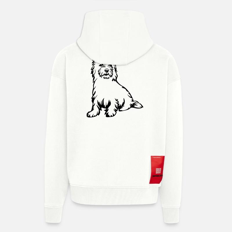 Cairn Terrier - Veste à capuche bio épaisse oversize fabriqué en UE - OFF WHITE