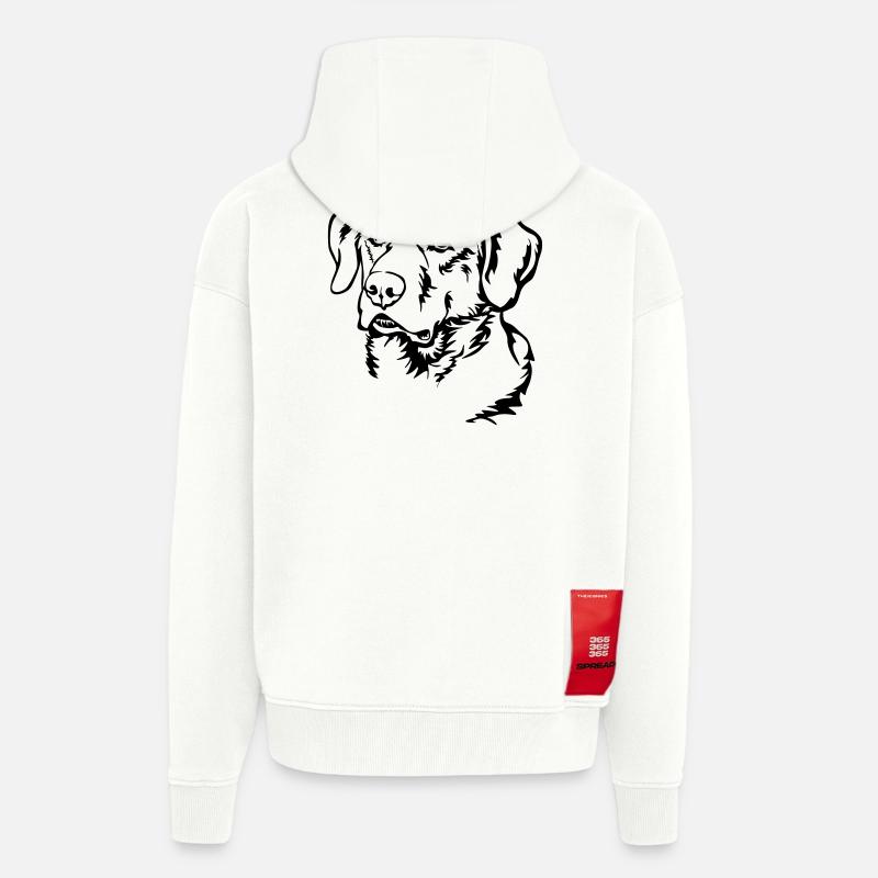 Tête de labrador - Veste à capuche bio épaisse oversize fabriqué en UE - OFF WHITE
