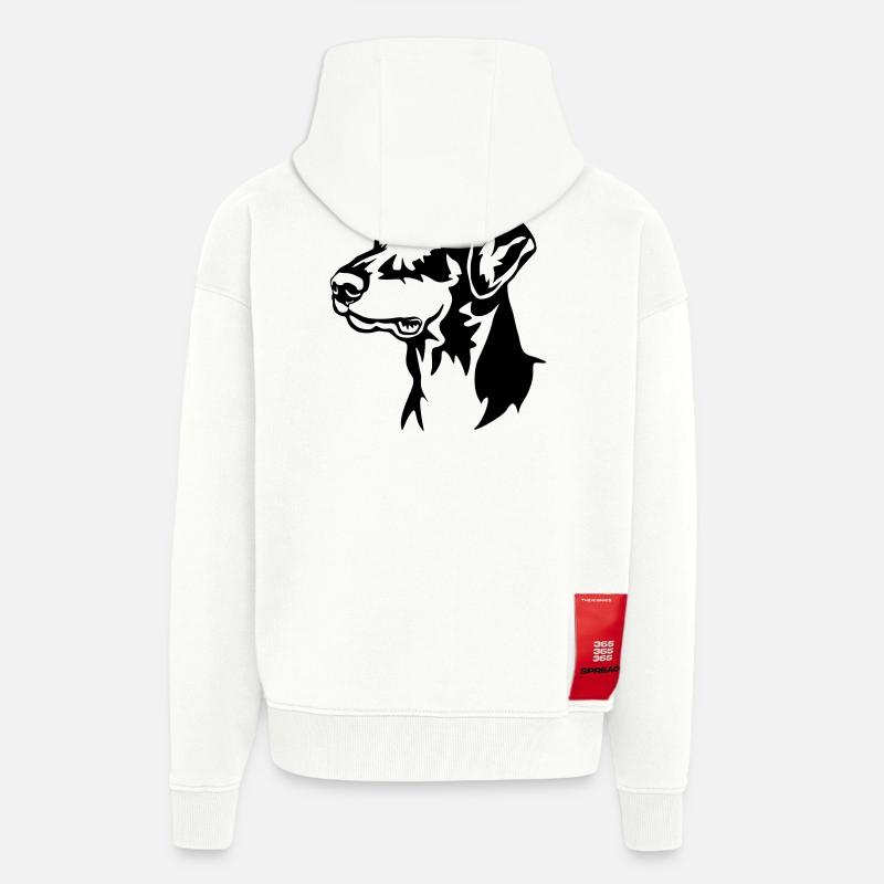 Dobermann Kopf - Zip Hoodie - made by SPREAD - OFF WHITE