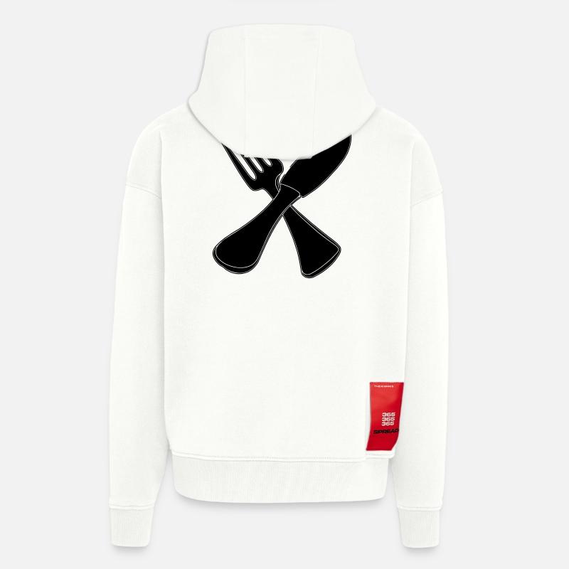 Besteck Messer und Gabel - Zip Hoodie - made by SPREAD - OFF WHITE