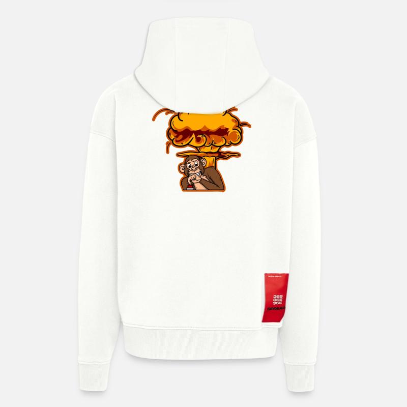Monkey On The Button - Zip Hoodie - made by SPREAD - OFF WHITE