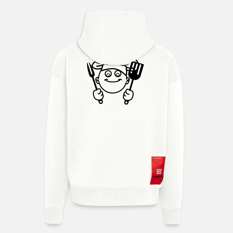 Cuisiner le barbecue - Veste à capuche bio épaisse oversize fabriqué en UE - OFF WHITE