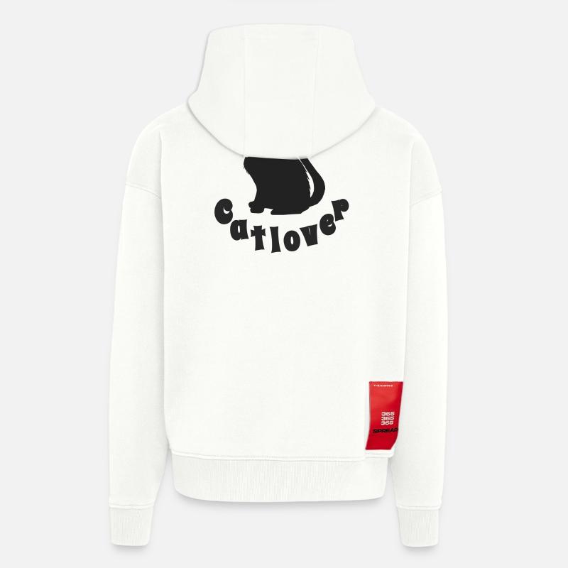 Catlover, Silhouette, Typographie, Samtpfote - Zip Hoodie - made by SPREAD - OFF WHITE