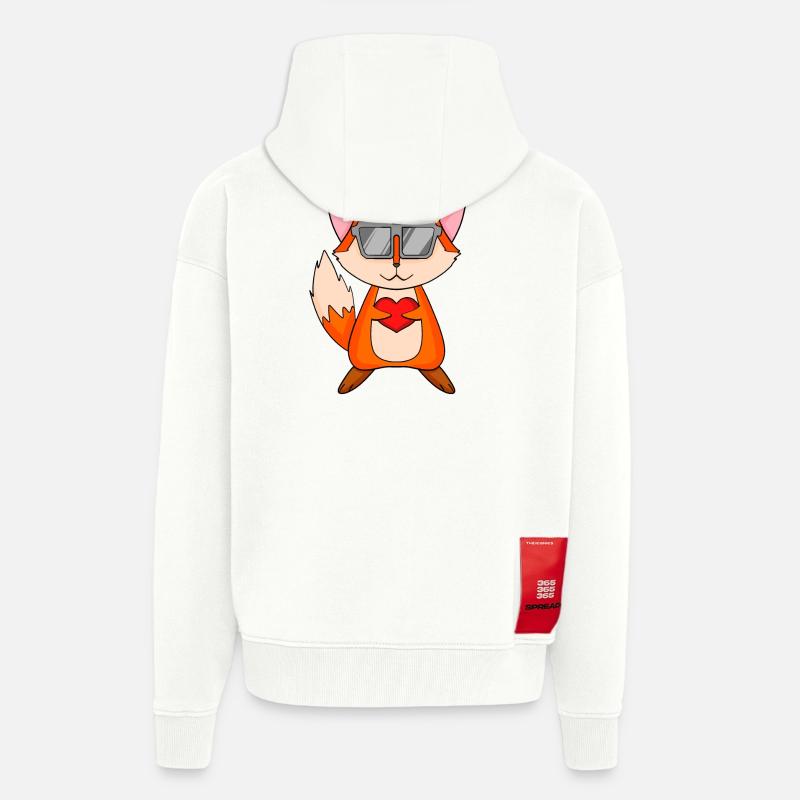 Fuchs mit Sonnenbrille und Herz - Zip Hoodie - made by SPREAD - OFF WHITE