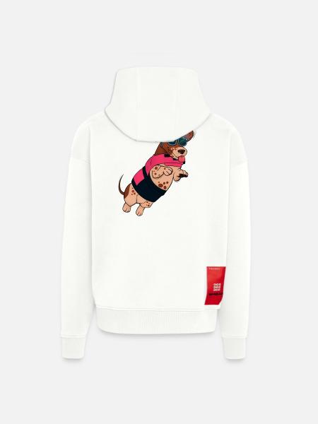 Flying dog in sunglasses - Zip Hoodie - made by SPREAD - OFF WHITE