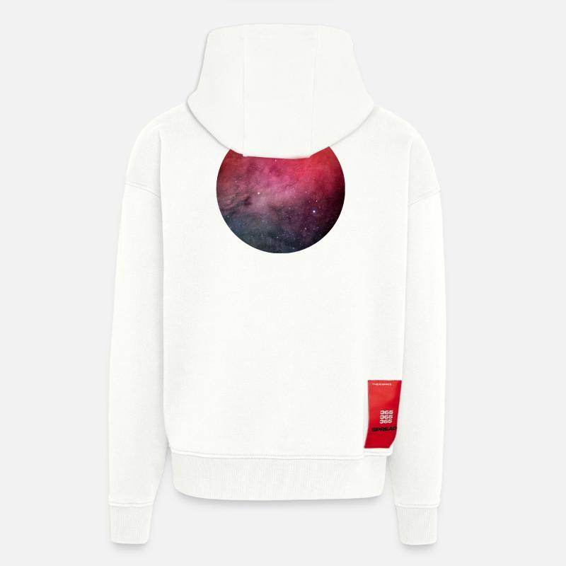 Jeu galactique de couleurs sur coton - Veste à capuche bio épaisse oversize fabriqué en UE - OFF WHITE