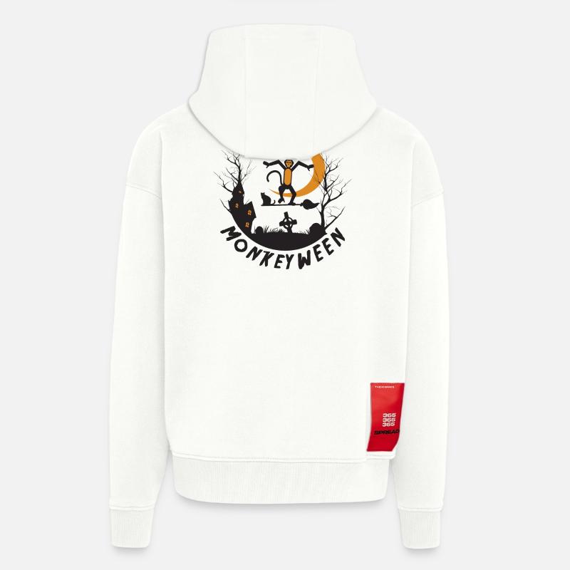 Happy Monkeyween - Veste à capuche bio épaisse oversize fabriqué en UE - OFF WHITE