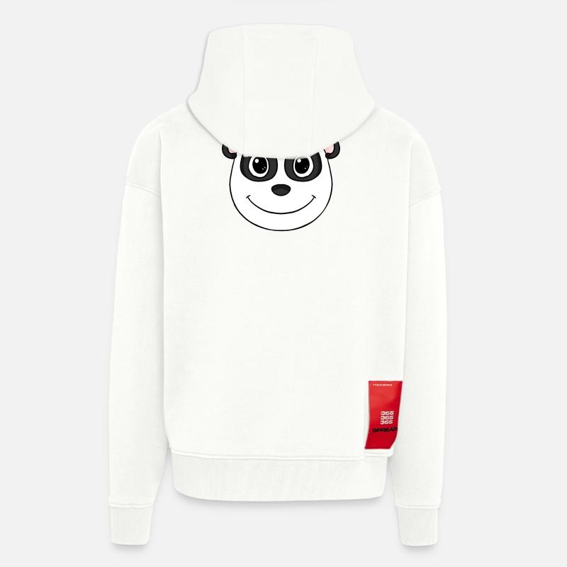 Panda Head Ours Mignon - Veste à capuche bio épaisse oversize fabriqué en UE - OFF WHITE