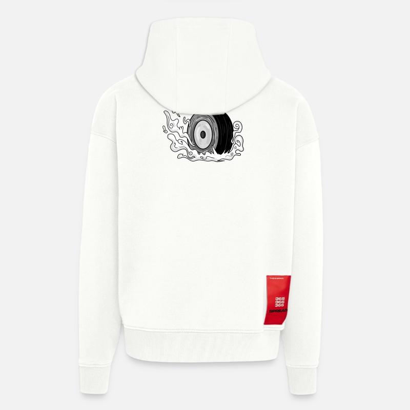 Pneus à la dérive - Veste à capuche bio épaisse oversize fabriqué en UE - OFF WHITE