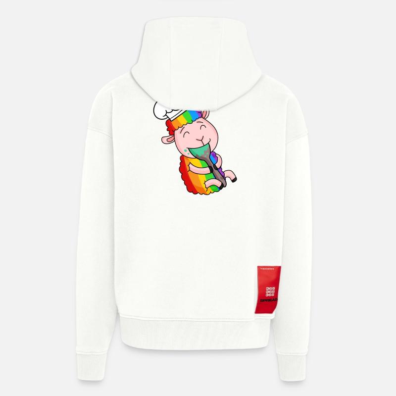 Cuisinier de mouton mignon - Veste à capuche bio épaisse oversize fabriqué en UE - OFF WHITE