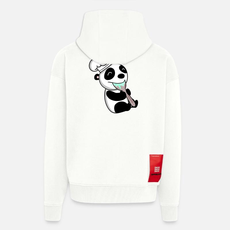 Panda Chef Mignon - Veste à capuche bio épaisse oversize fabriqué en UE - OFF WHITE