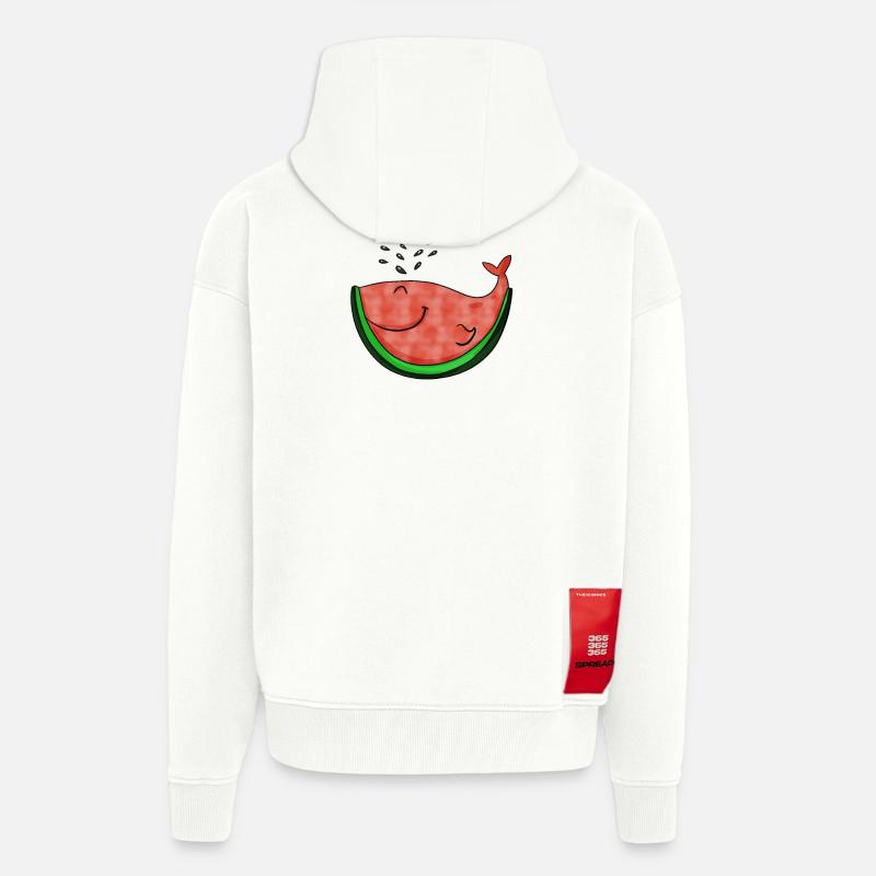 Cadeau baleine à pastèque - Veste à capuche bio épaisse oversize fabriqué en UE - OFF WHITE