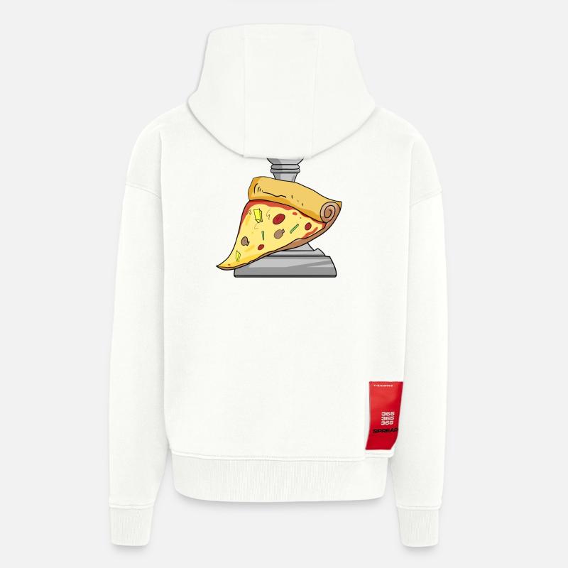 Échecs et pizza - Veste à capuche bio épaisse oversize fabriqué en UE - OFF WHITE