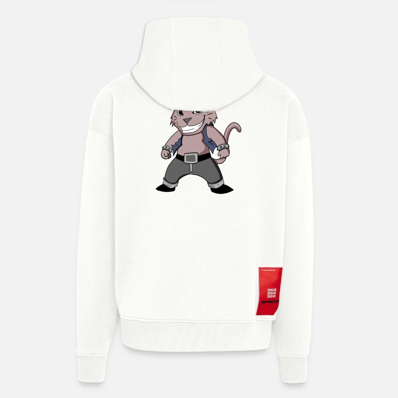 Chat cool - Veste à capuche bio épaisse oversize fabriqué en UE - OFF WHITE