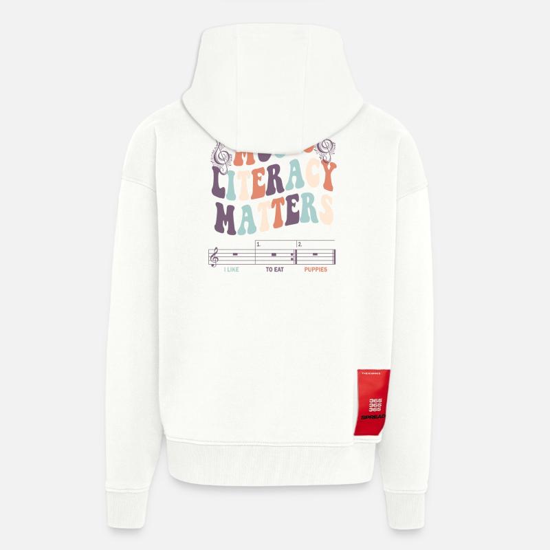 La littératie musicale, ça compte - Veste à capuche bio épaisse oversize fabriqué en UE - OFF WHITE