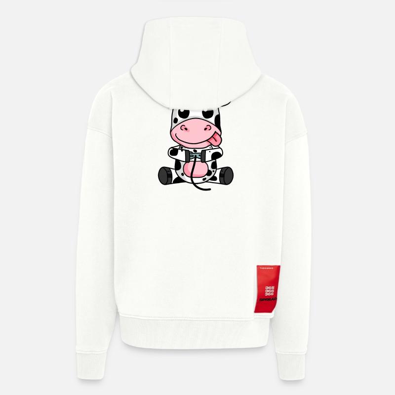 Jeu de joueur de vache - Veste à capuche bio épaisse oversize fabriqué en UE - OFF WHITE