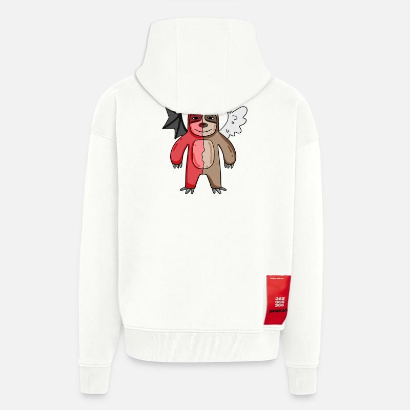 Sloth - Angel and Devil - Zip Hoodie - made by SPREAD - OFF WHITE