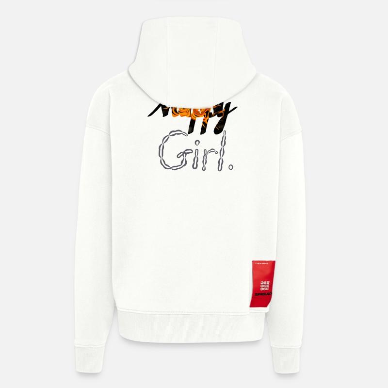 fille heureuse - Veste à capuche bio épaisse oversize fabriqué en UE - OFF WHITE