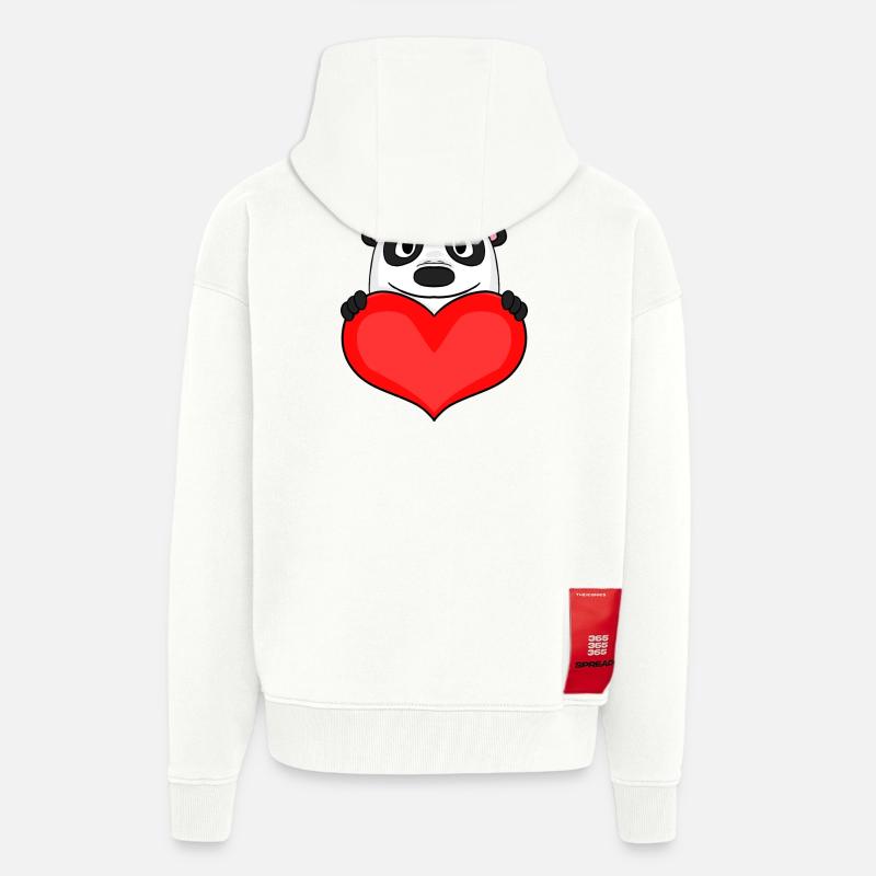 Panda mit Herz - Liebe Romantisch - Zip Hoodie - made by SPREAD - OFF WHITE