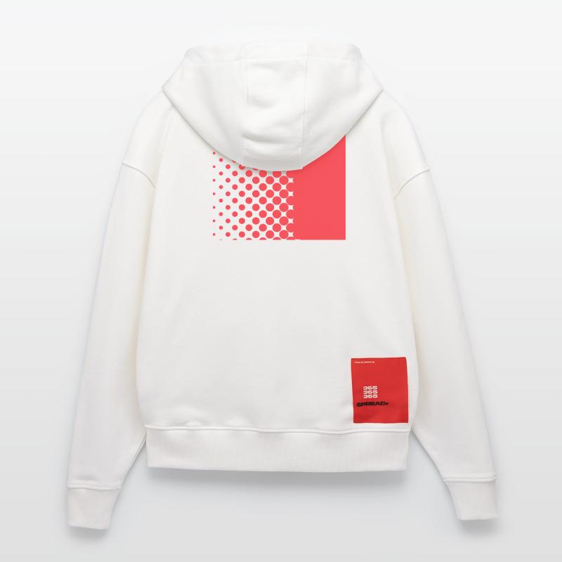 Halftone Gradient Rotes Panel Zip Hoodie - made by SPREAD
