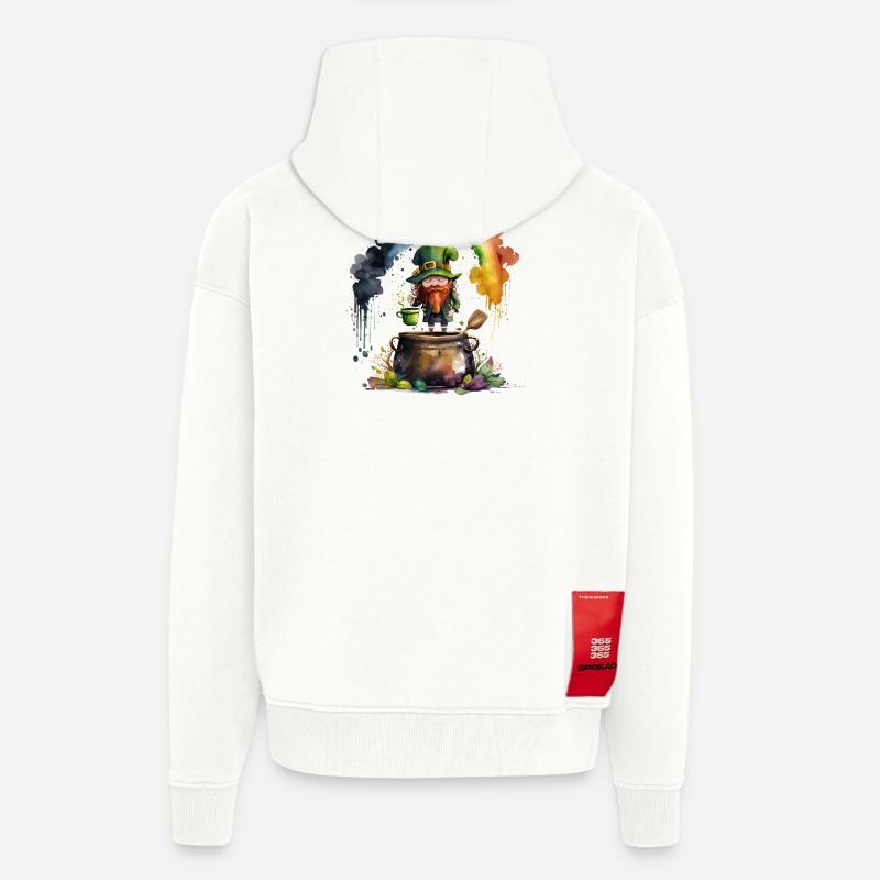 Leprechaun goblin under a rainbow - Zip Hoodie - made by SPREAD - OFF WHITE