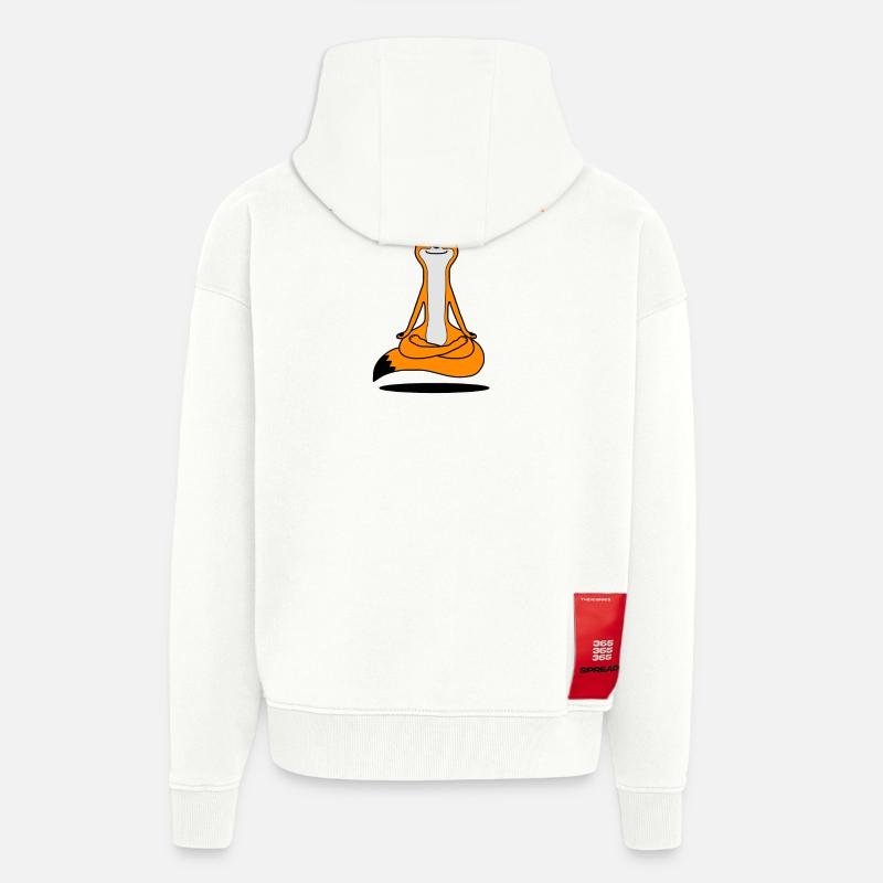 Meditationsfux - Renard de méditation, dialecte - Veste à capuche bio épaisse oversize fabriqué en UE - OFF WHITE