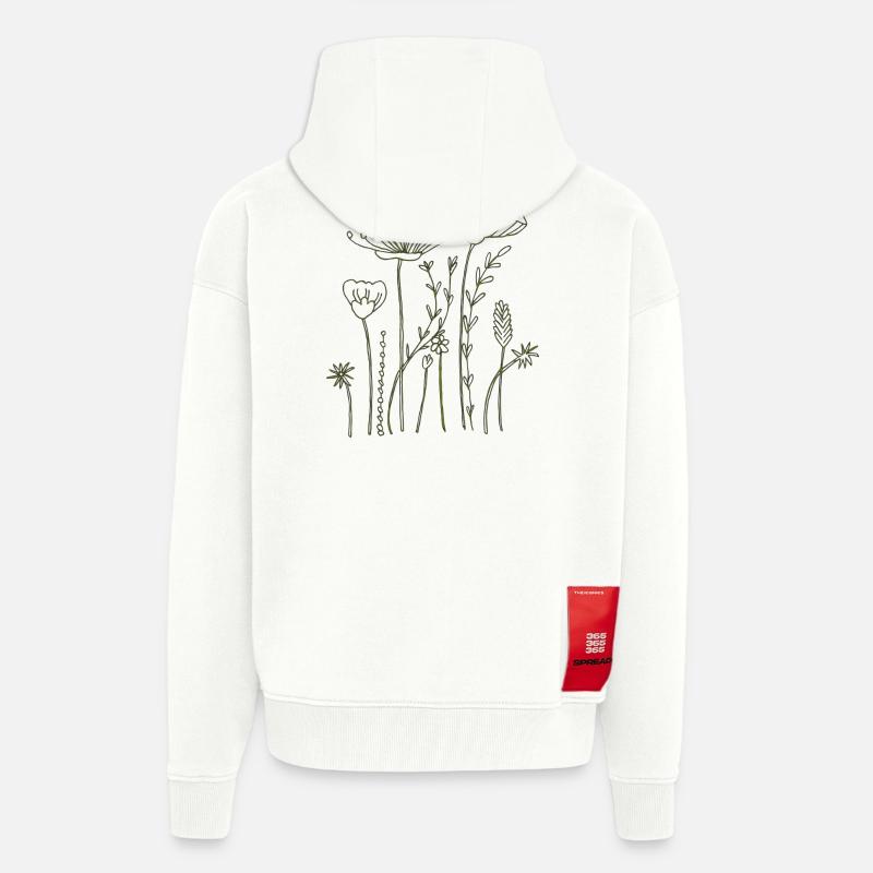 Fleurs séchées - Veste à capuche bio épaisse oversize fabriqué en UE - OFF WHITE