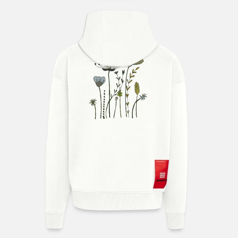 trockenblumen gewebe - Zip Hoodie - made by SPREAD - OFF WHITE