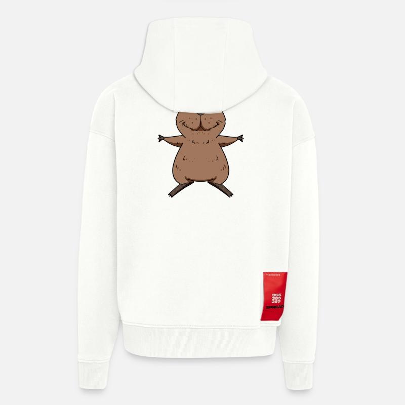 Motif Capybara capybara - Veste à capuche bio épaisse oversize fabriqué en UE - OFF WHITE