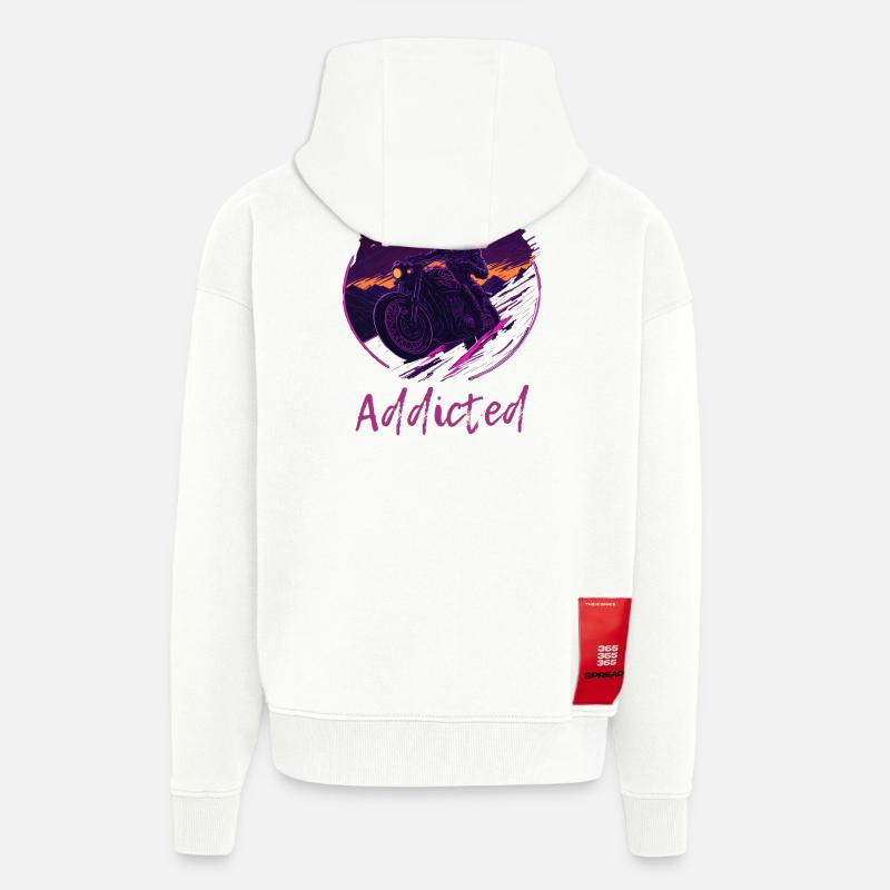 Synthwave Motorcycle Addicted - Zip Hoodie - made by SPREAD - OFF WHITE