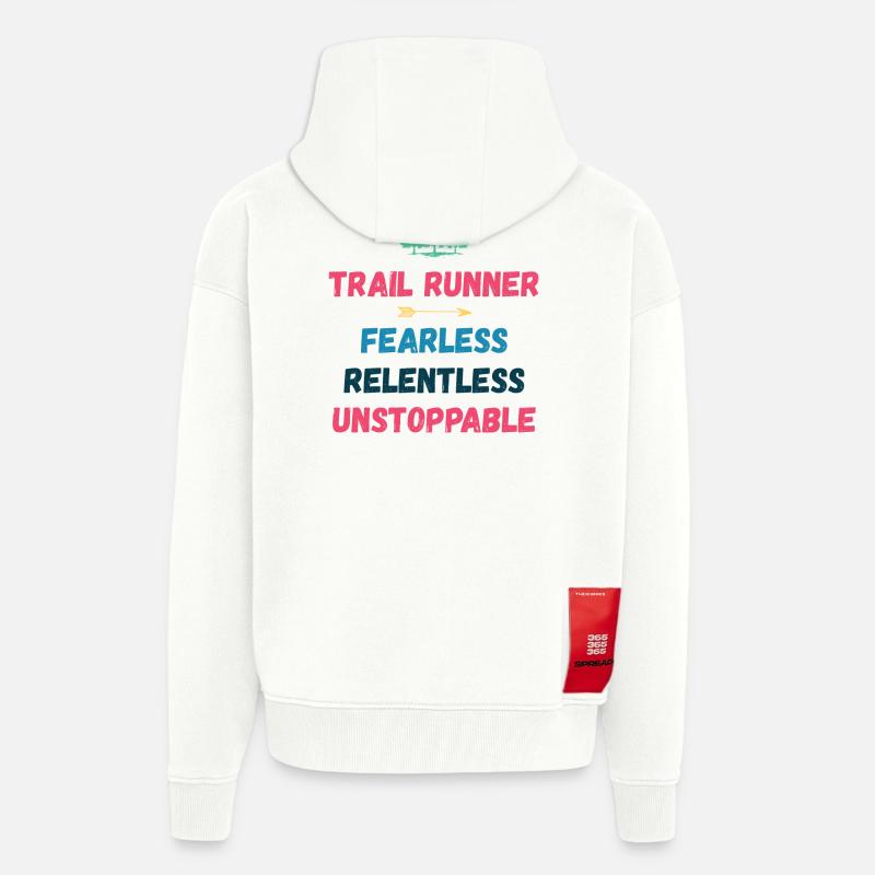 Trail Runner - Intrépide. Implacable. Imparable. - Veste à capuche bio épaisse oversize fabriqué en UE - OFF WHITE