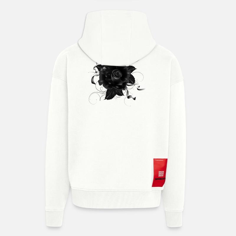 schwarze Gothic Rose mit dunklen Bändern - Zip Hoodie - made by SPREAD - OFF WHITE